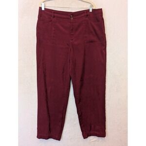 First Issue Liz Claiborne Women's Size 16 Burgundy Straight Leg Pants Maroon